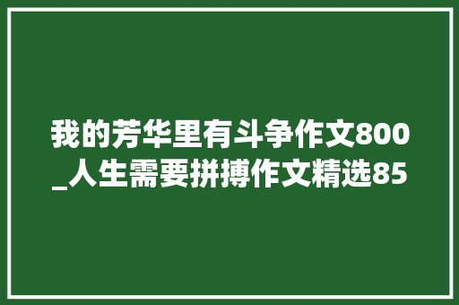 我的芳华里有斗争作文800_人生需要拼搏作文精选85篇