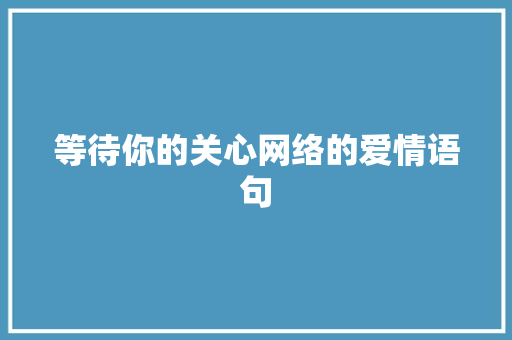 等待你的关心网络的爱情语句 学术范文