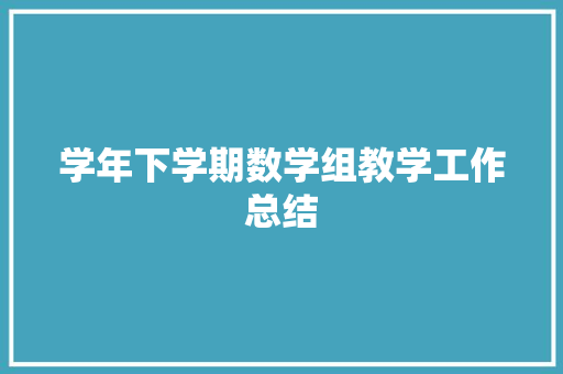 学年下学期数学组教学工作总结