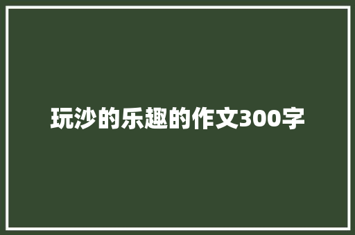 玩沙的乐趣的作文300字