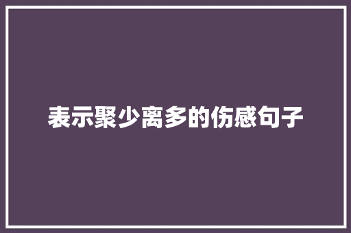 表示聚少离多的伤感句子