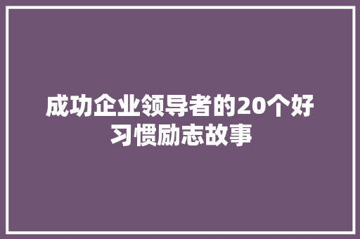 成功企业领导者的20个好习惯励志故事