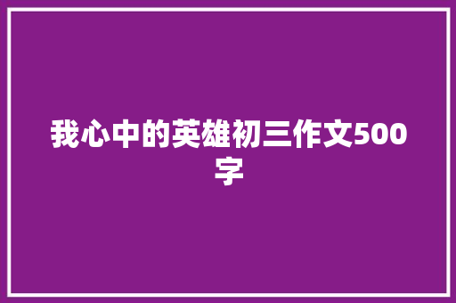 我心中的英雄初三作文500字