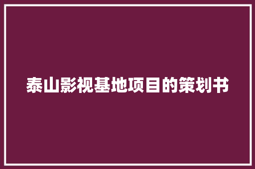 泰山影视基地项目的策划书