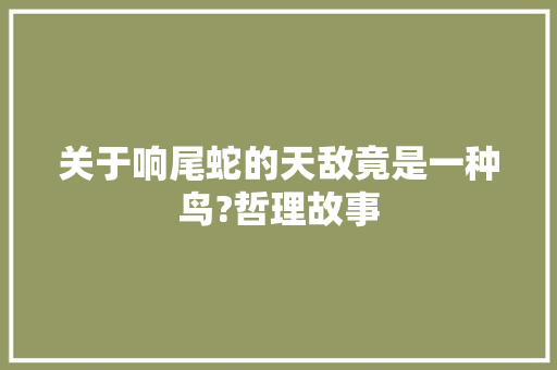 关于响尾蛇的天敌竟是一种鸟?哲理故事