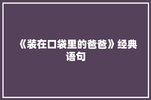 《装在口袋里的爸爸》经典语句 演讲稿范文