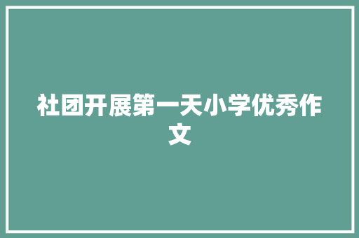 社团开展第一天小学优秀作文