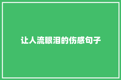 让人流眼泪的伤感句子