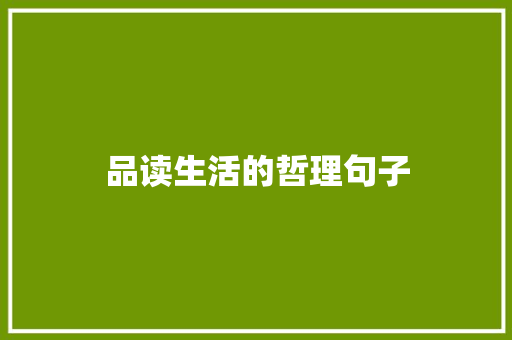 品读生活的哲理句子 报告范文