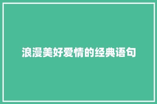 浪漫美好爱情的经典语句