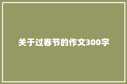 关于过春节的作文300字