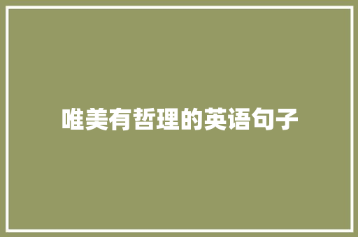 唯美有哲理的英语句子 报告范文