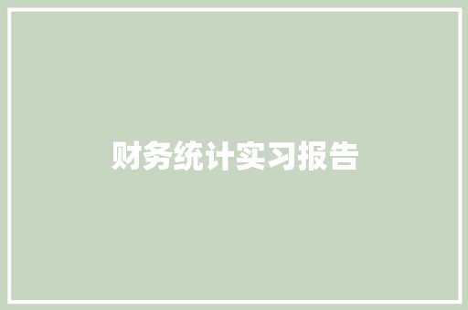 财务统计实习报告 报告范文