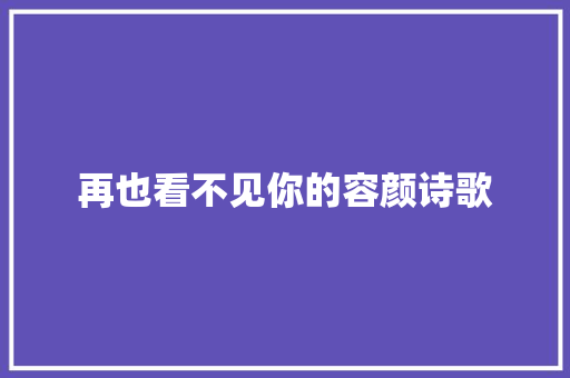 再也看不见你的容颜诗歌