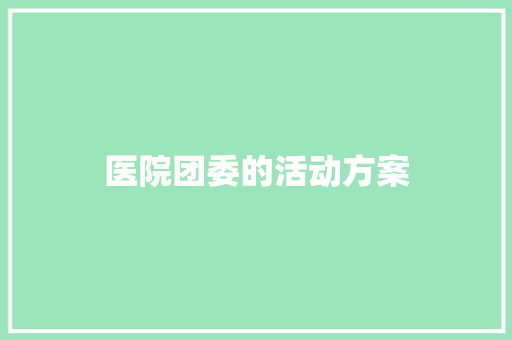 医院团委的活动方案