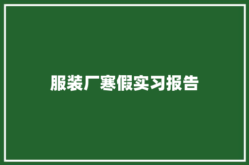 服装厂寒假实习报告