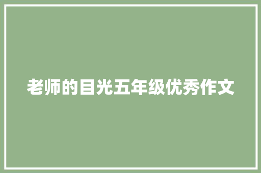 老师的目光五年级优秀作文