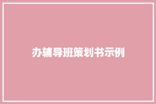 办辅导班策划书示例