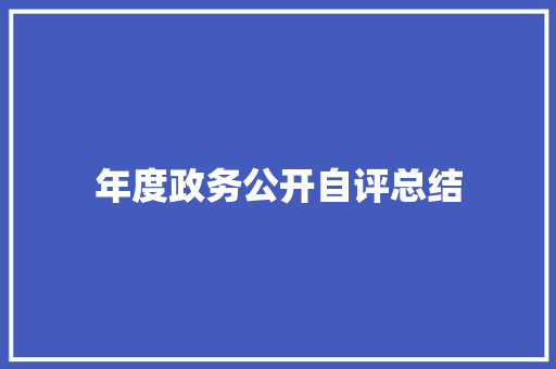 年度政务公开自评总结