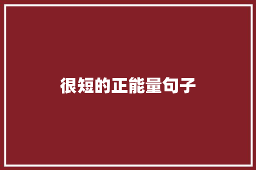 很短的正能量句子 演讲稿范文