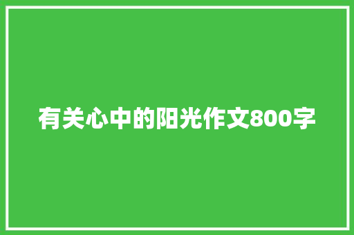 有关心中的阳光作文800字