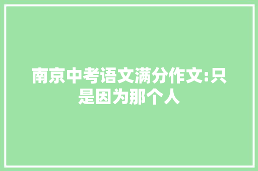 南京中考语文满分作文:只是因为那个人