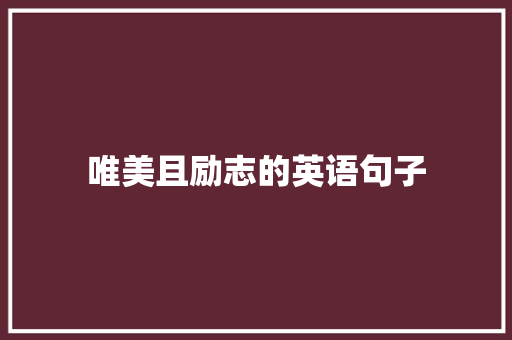 唯美且励志的英语句子