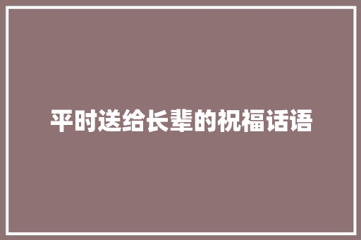 平时送给长辈的祝福话语 工作总结范文