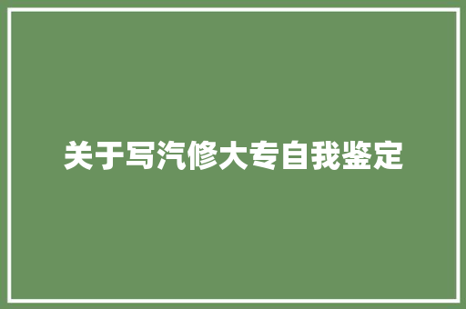 关于写汽修大专自我鉴定 演讲稿范文