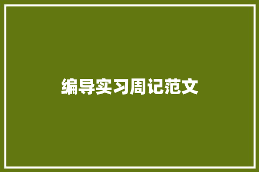 编导实习周记范文