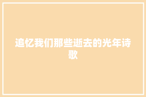 追忆我们那些逝去的光年诗歌 论文范文