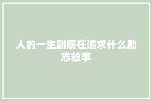 人的一生到底在追求什么励志故事