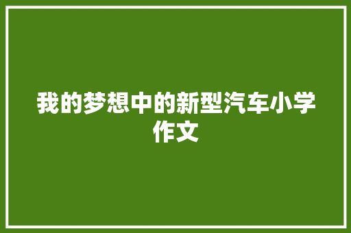 我的梦想中的新型汽车小学作文