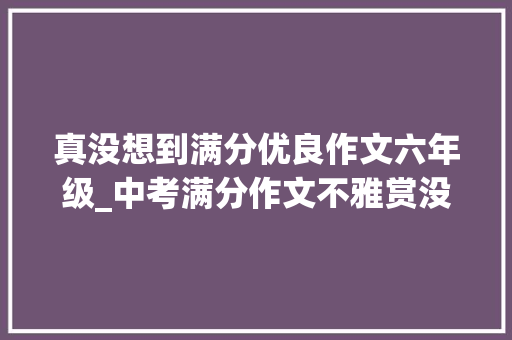 真没想到满分优良作文六年级_中考满分作文不雅赏没想到真没想到