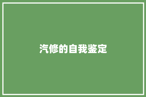 汽修的自我鉴定 申请书范文