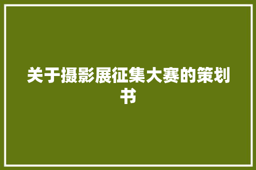 关于摄影展征集大赛的策划书