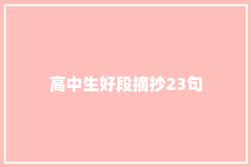 高中生好段摘抄23句