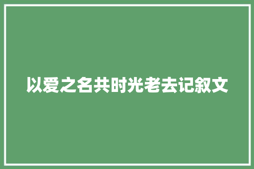 以爱之名共时光老去记叙文 论文范文