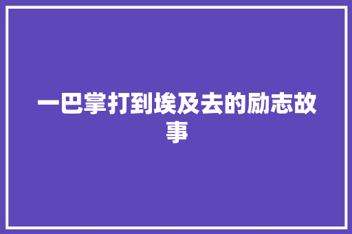 一巴掌打到埃及去的励志故事