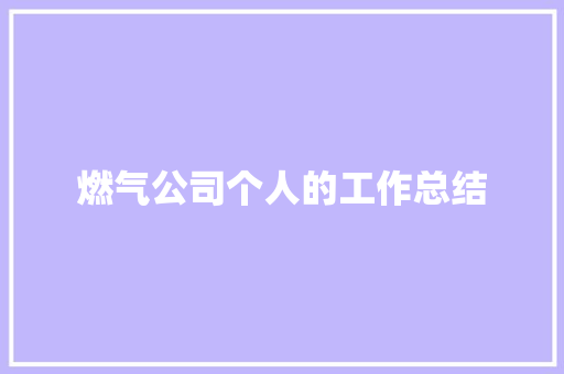 燃气公司个人的工作总结