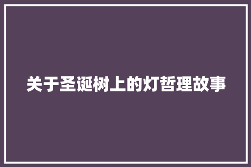 关于圣诞树上的灯哲理故事