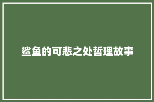 鲨鱼的可悲之处哲理故事