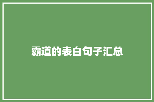 霸道的表白句子汇总