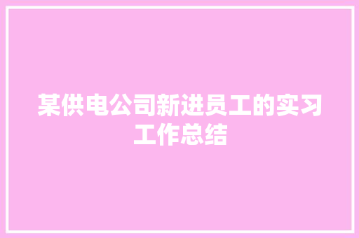 某供电公司新进员工的实习工作总结 职场范文