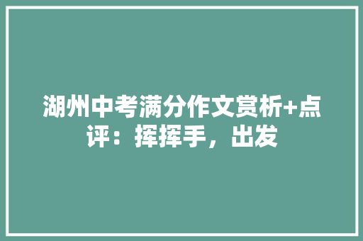 湖州中考满分作文赏析+点评：挥挥手，出发