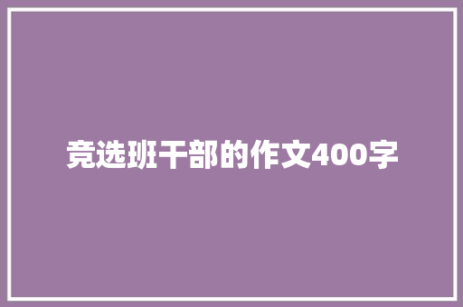 竞选班干部的作文400字