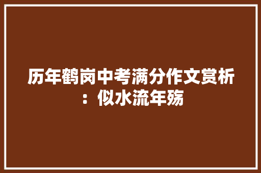 历年鹤岗中考满分作文赏析：似水流年殇