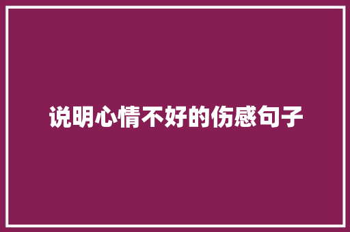 说明心情不好的伤感句子