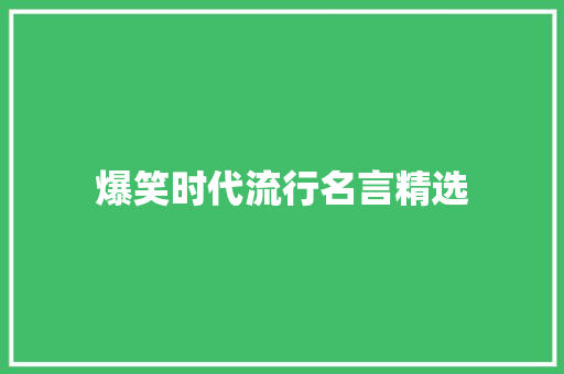 爆笑时代流行名言精选