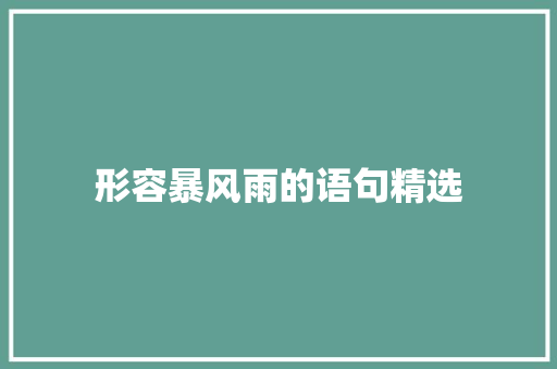 形容暴风雨的语句精选